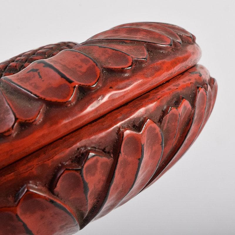 茶道具　鎌倉彫　菊香合　書付箱付　V　R9429