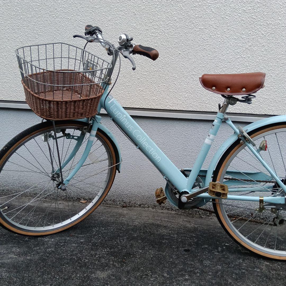 子供用自転車 水色 ブラウンバスケット付き