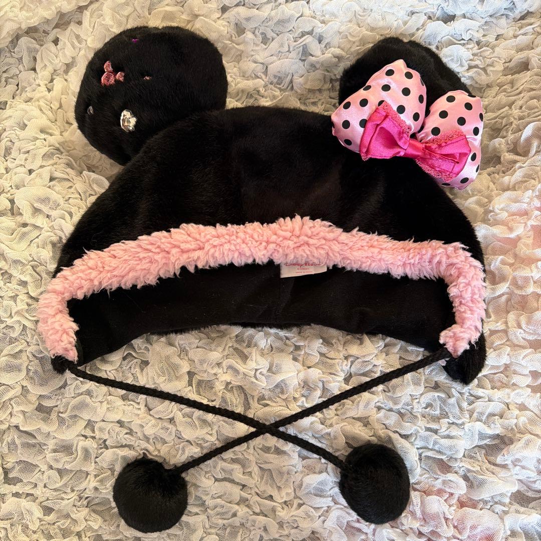 ディズニー ミニー ファンキャップ 黒 ピンク レア