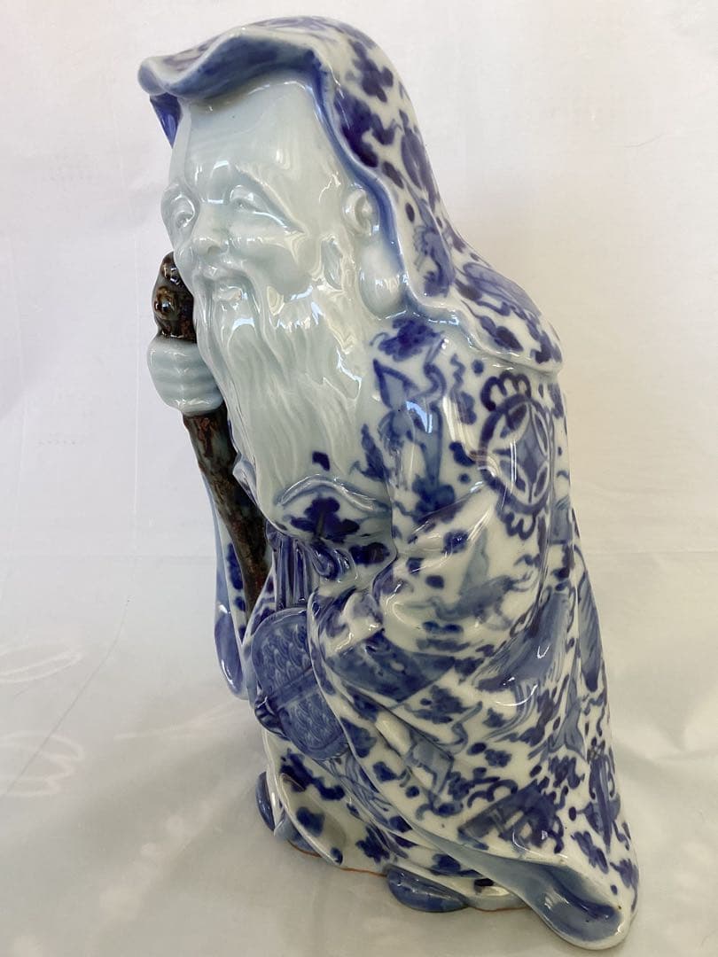 寿老人　染め付け　七福神　福禄寿　縁起物　長寿　置物　インテリア