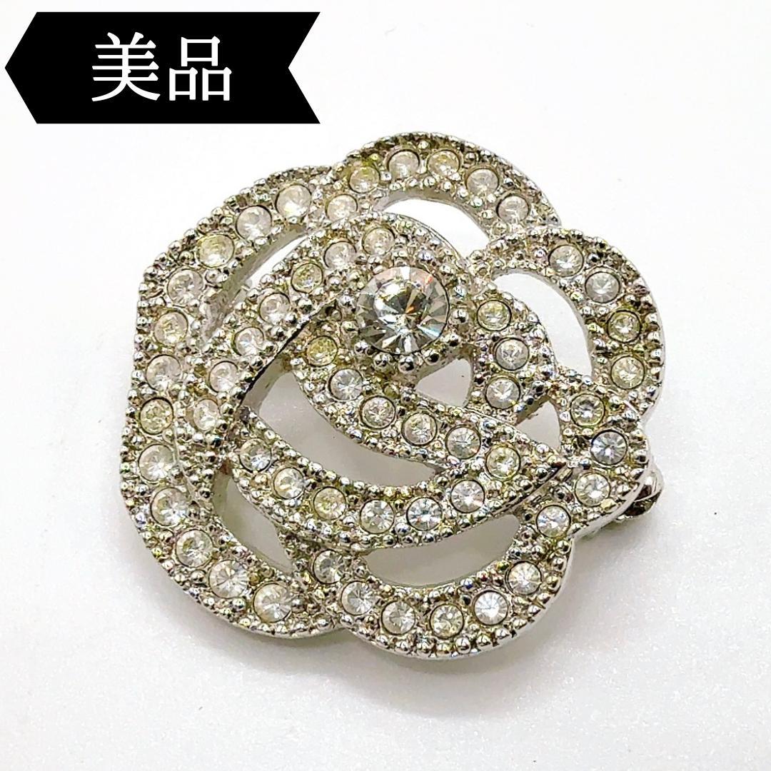 ◇クリスチャンディオール◇メタル/ローズ/ブローチ/シルバー/カメリア/フラワー