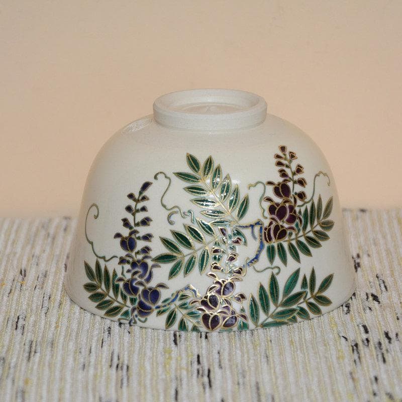 茶道具　色絵藤画茶碗　京焼　洛陶窯　相模 竜泉　美品　中古　送料込み