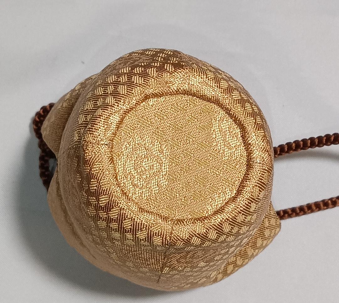 茶道具　京都清水焼　平安喜山作　肩衝茶入丸龍紋金襴仕覆付　殆ど未使用超美品！！