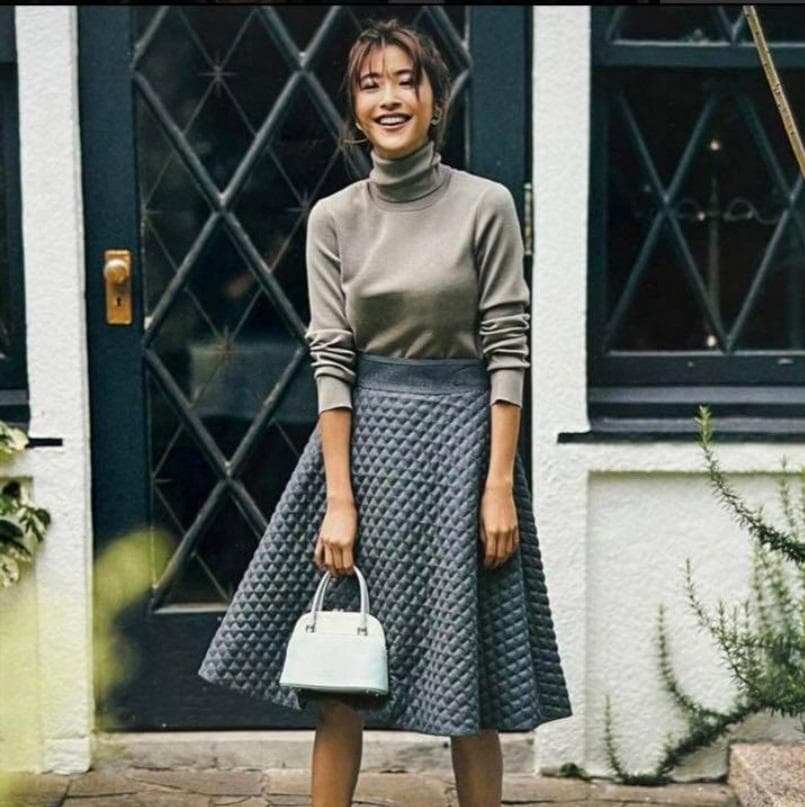 極美品★FOXEY フレアスカート グレー キルティング　38