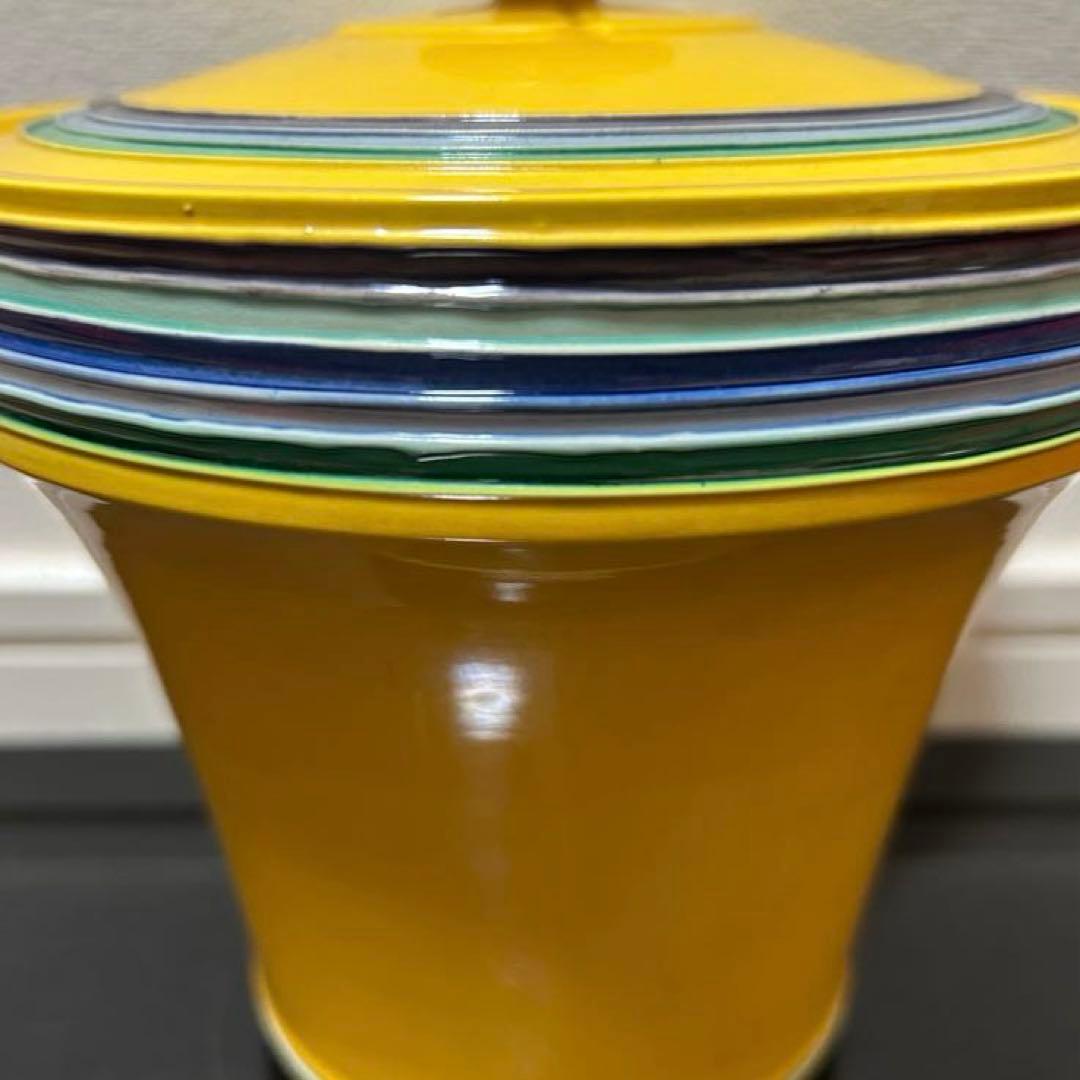 黄交趾独楽末広水指　茶道具懐石茶箱鵬雲斎坐忘斎淡々斎即中斎七事式而妙斎香合棗茶碗