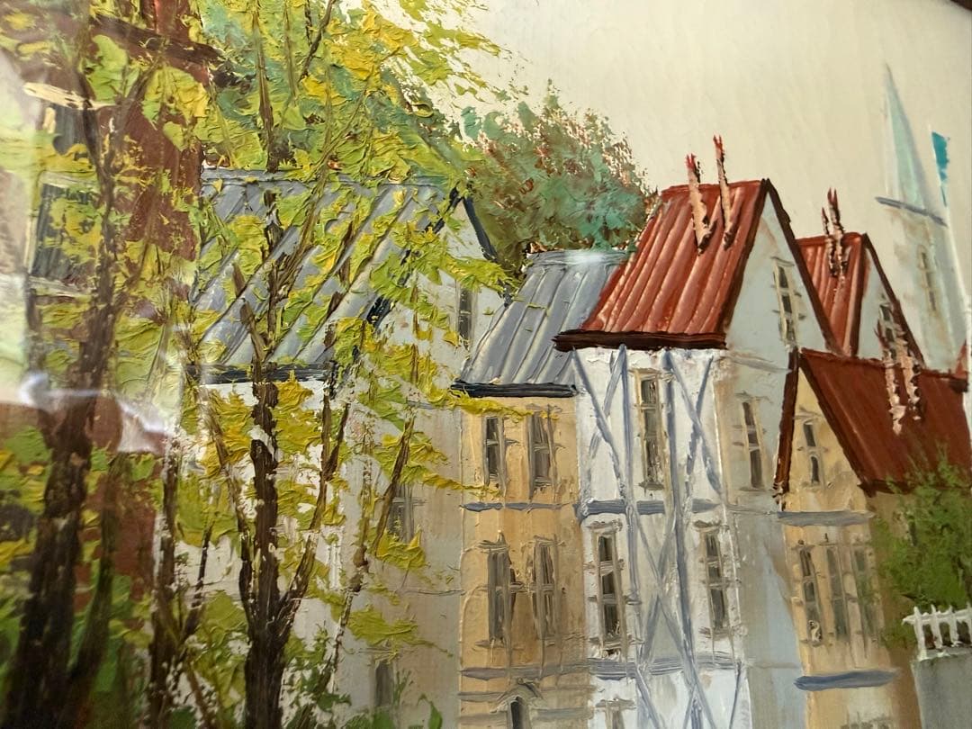 前田 忠雄 油彩画 風景画(ブルージュ) 金色フレーム