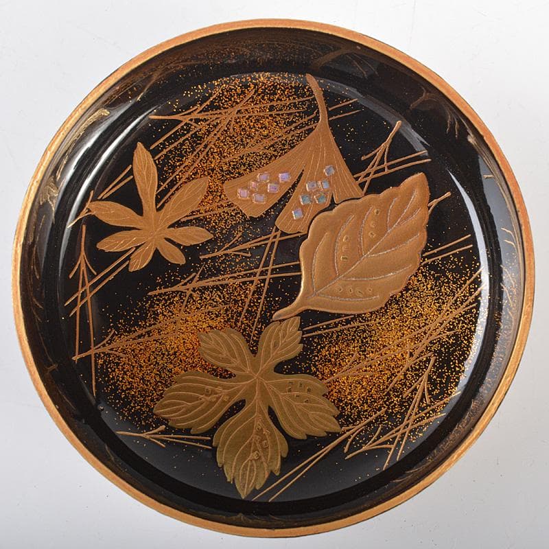 茶道具　石井隆鳳作　吹寄蒔絵　螺鈿装飾　銀杏紅葉文　大棗　共箱　V　R6604