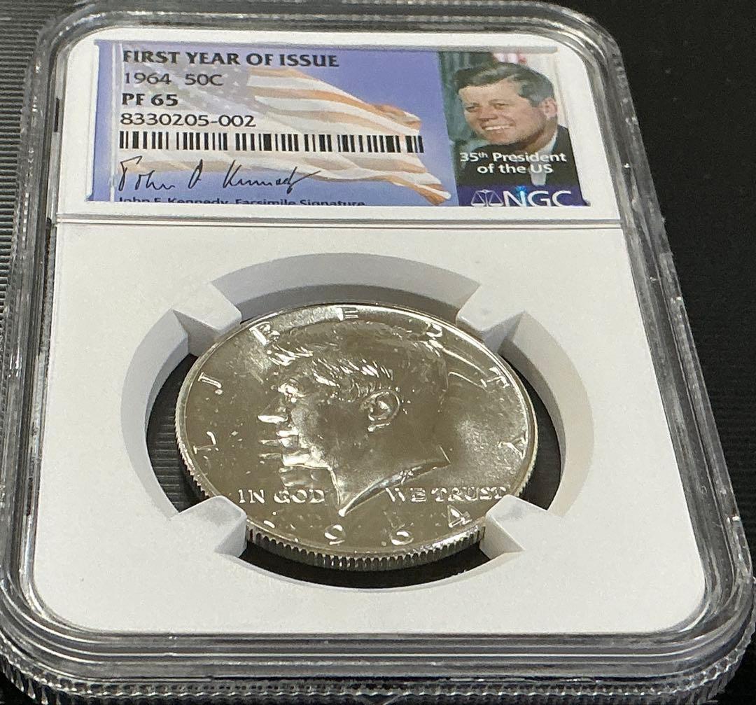 【NGC鑑定】1964年 ケネディ ハーフダラー PF65 銀貨オリジナルラベル