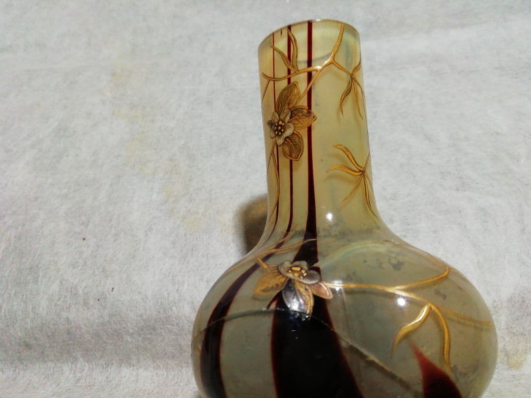 ♪時代ガラス一輪挿し キズ 高蒔絵