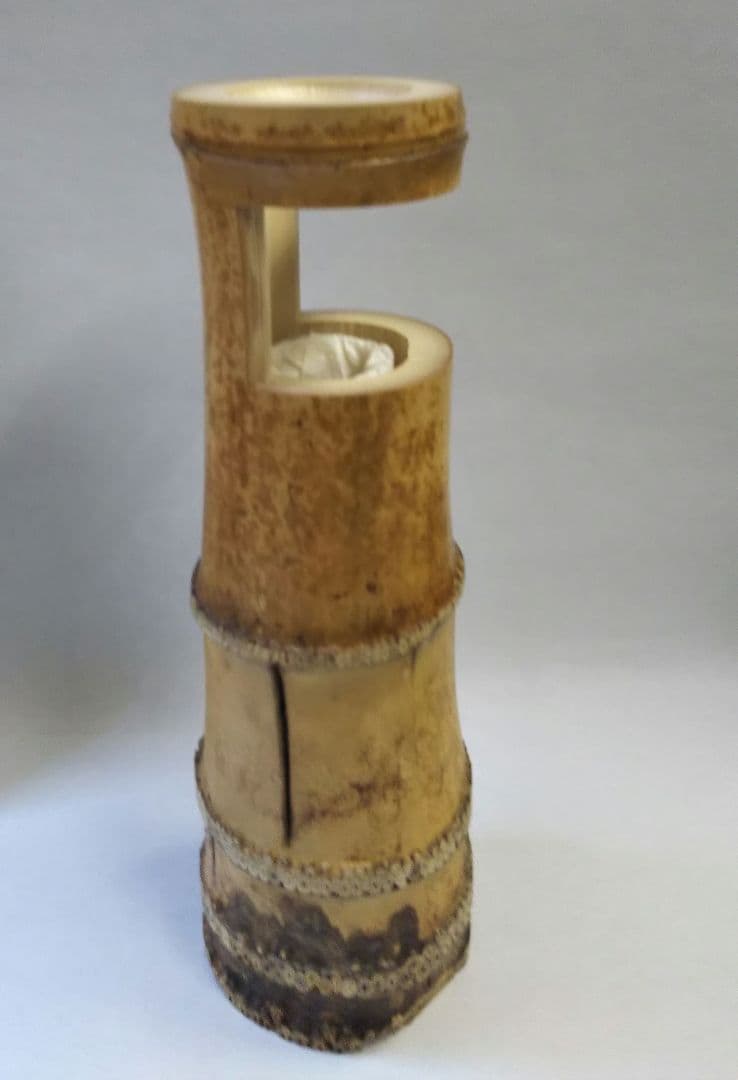 茶道具 花入 竹一重切 銘 瑞雲 大徳寺 三玄院 長谷川大眞 在判 宗林 宗陵