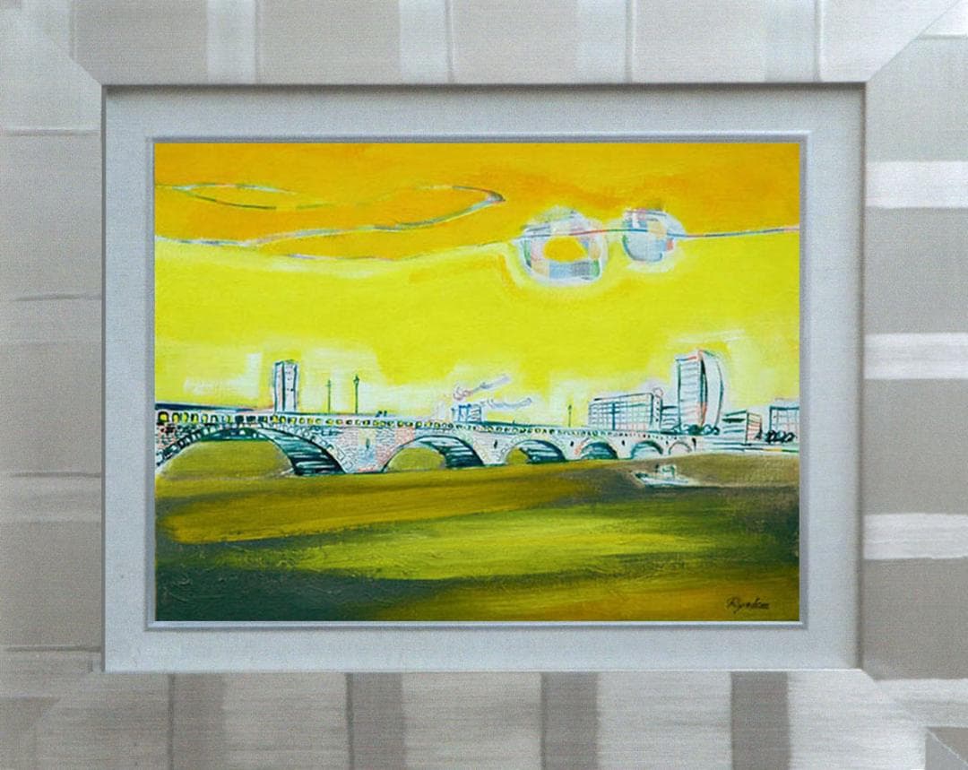 油絵 菅家令子 絵 絵画 インテリア F4-090214 風景 万代橋 新潟