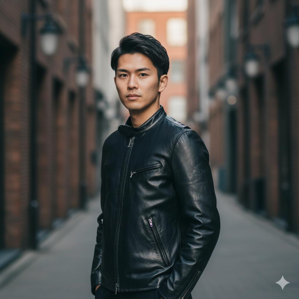 美品/メンテ済 リチウムオム 牛革ライダース 48 タイト riri