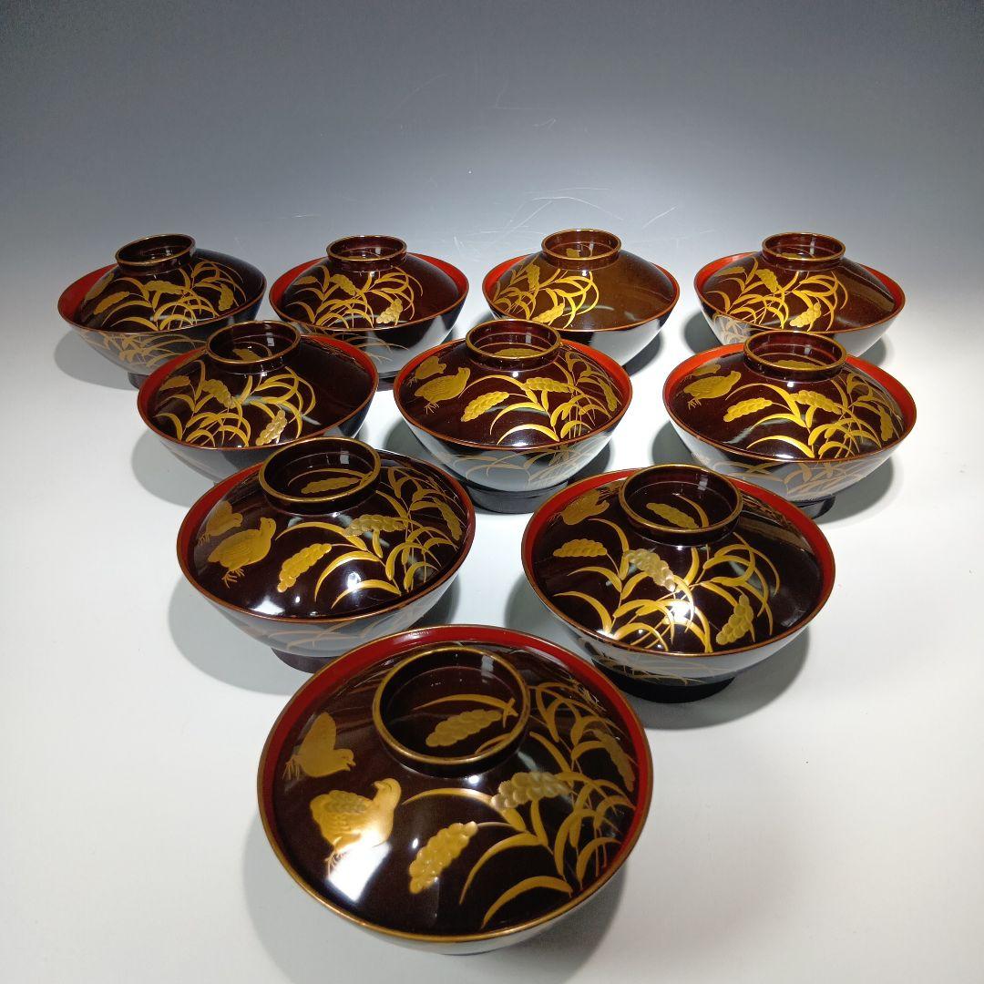 時代物　蒔絵吸物椀10客