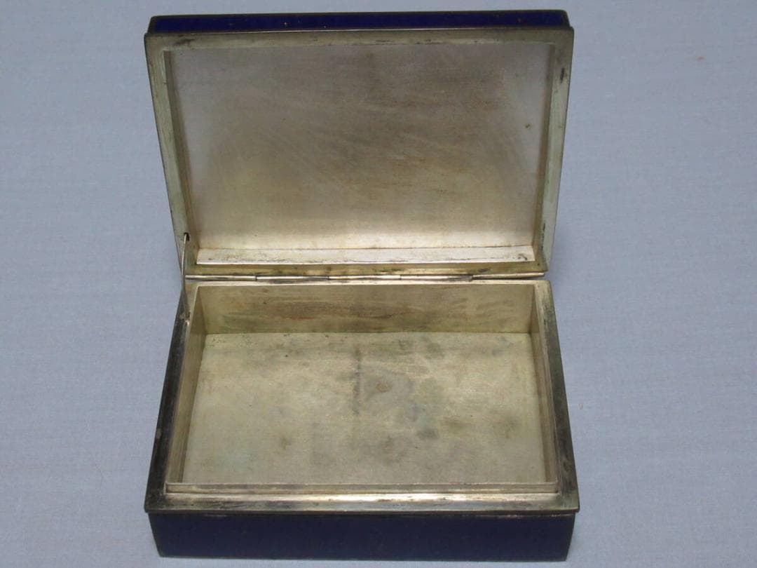 美品 希少 大正時代◆京七宝 稲葉七宝 内銀鍍銀 外観(小鳥/小菊図) 小物入れ