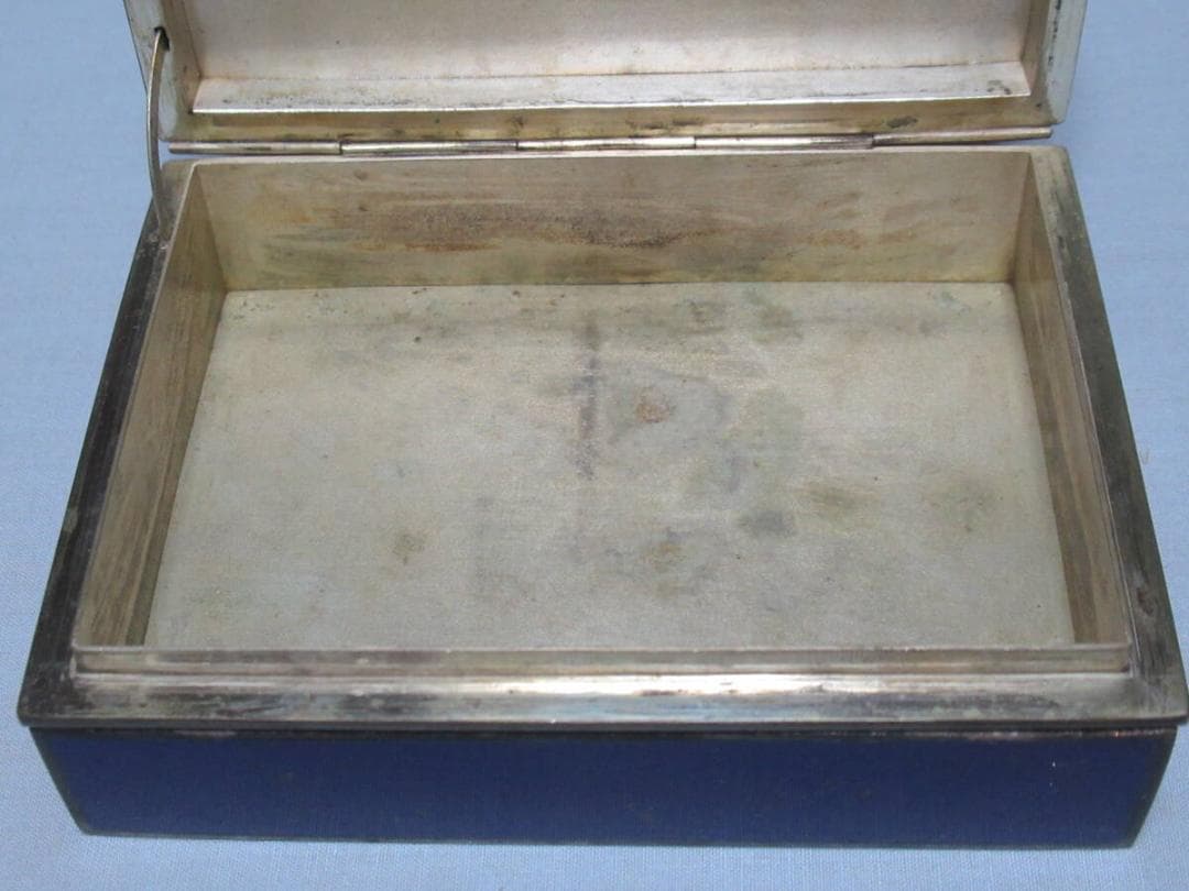 美品 希少 大正時代◆京七宝 稲葉七宝 内銀鍍銀 外観(小鳥/小菊図) 小物入れ