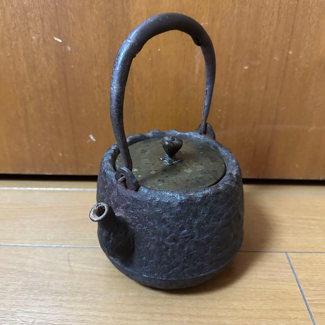 龍文堂 鉄瓶 唐銅蓋 煎茶道具