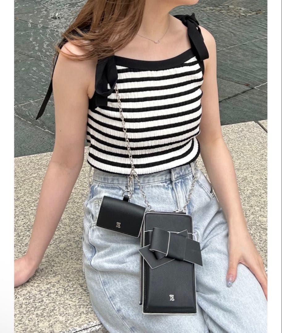 FRAY I.D ルエル リボンマルチショルダー スマホショルダー ブラック