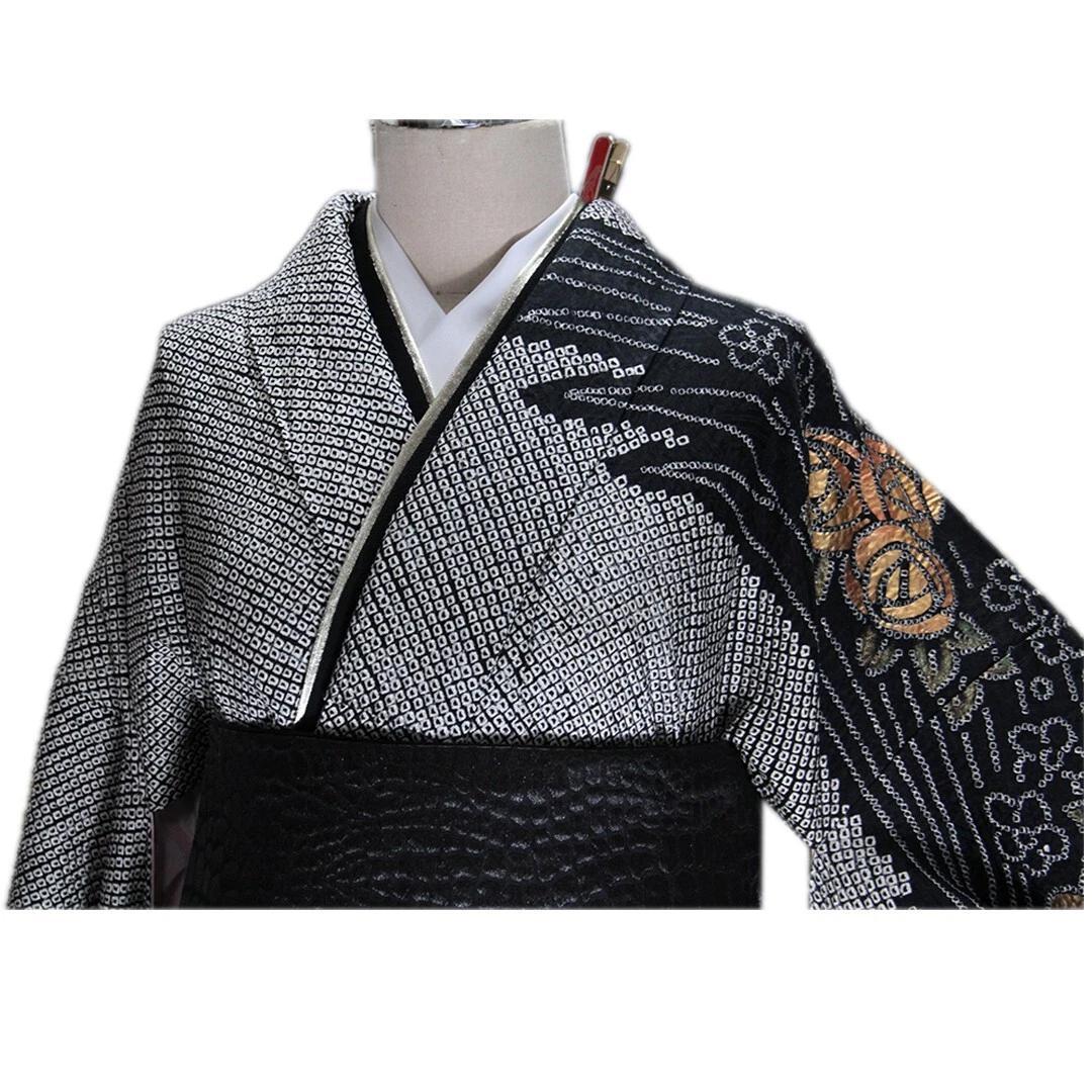 kazukazu◼️レア！総絞り黒振袖6点セット163.5cm成人式PS19