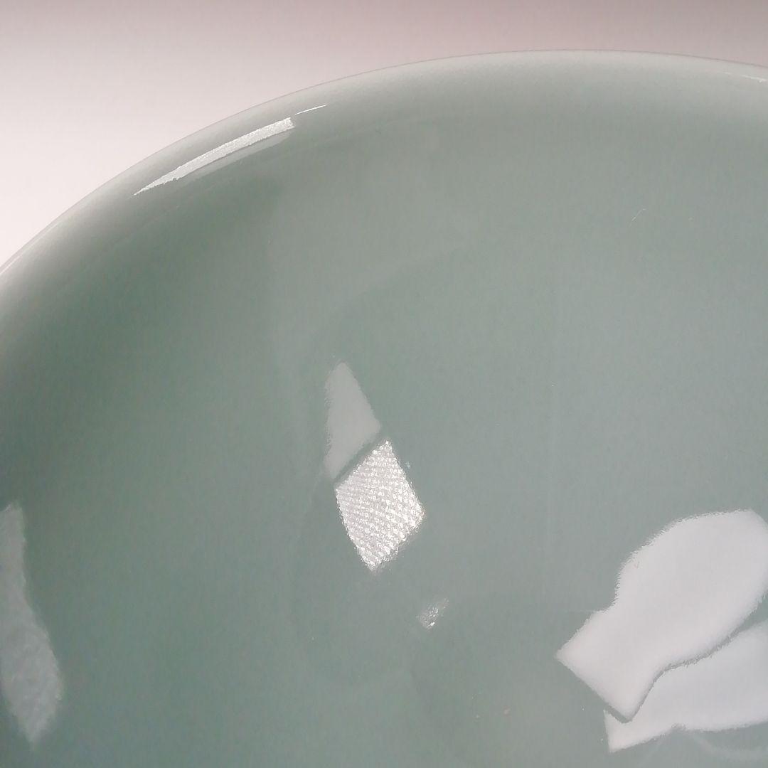 Ｔ３７５　茶碗　『青瓷　茶碗』『米沢久 造』　共箱　抹茶碗　茶道具