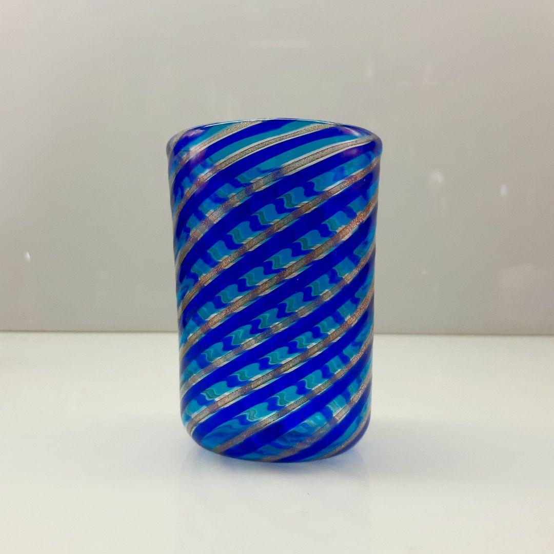MURANO ムラノ 金彩 ブルー ライン グラス