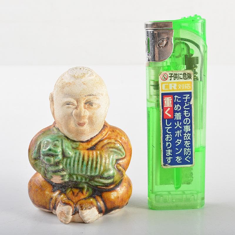 中国　唐三彩　陶人形　人物像　置物　時代箱　C　R7547