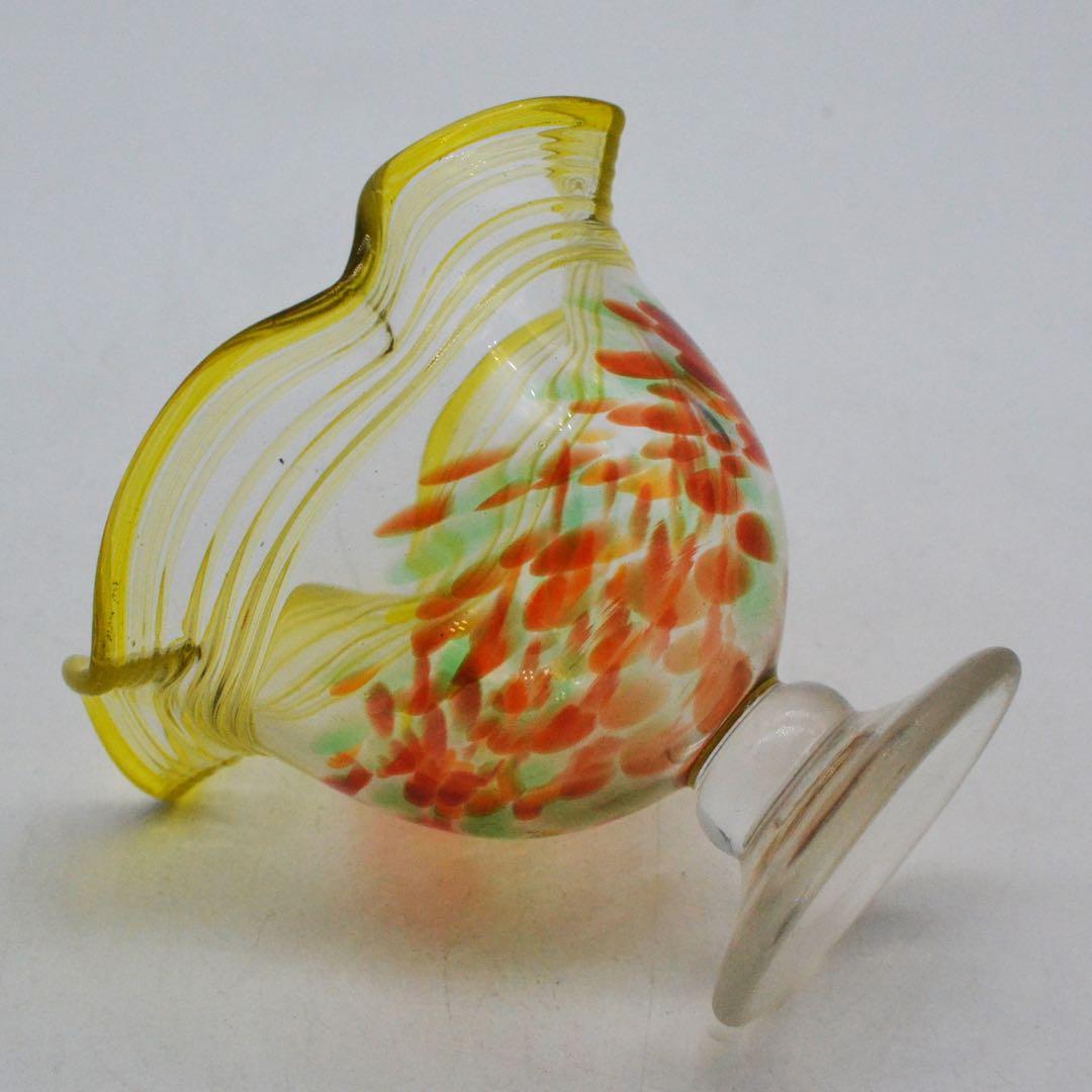 昭和レトロ 氷コップ　糸巻き　花吹雪　吹きガラス