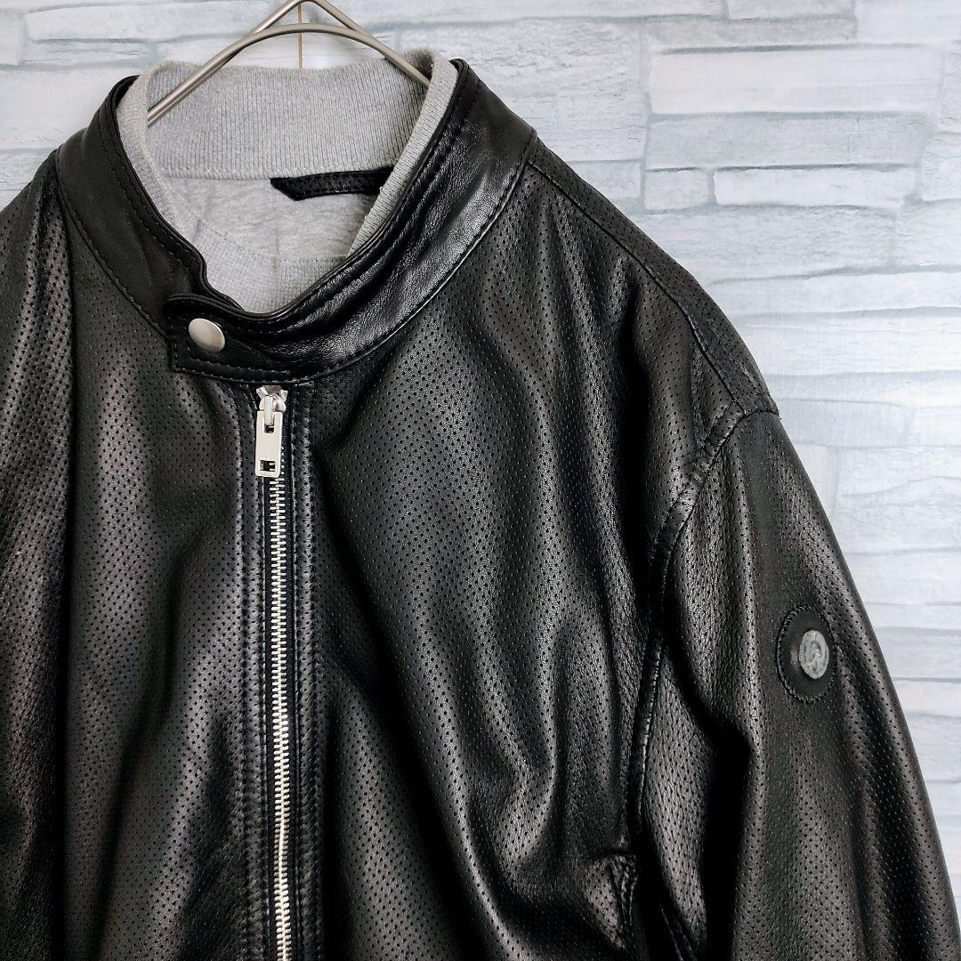 【超希少】DIESEL☆シープスキン　パンチングレザージャケット　M　黒　虎