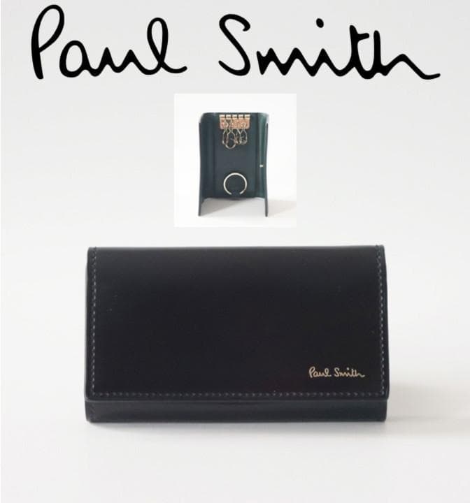 39,600円新品【ポールスミス】コードバン馬革 高級4連キーケース 黒