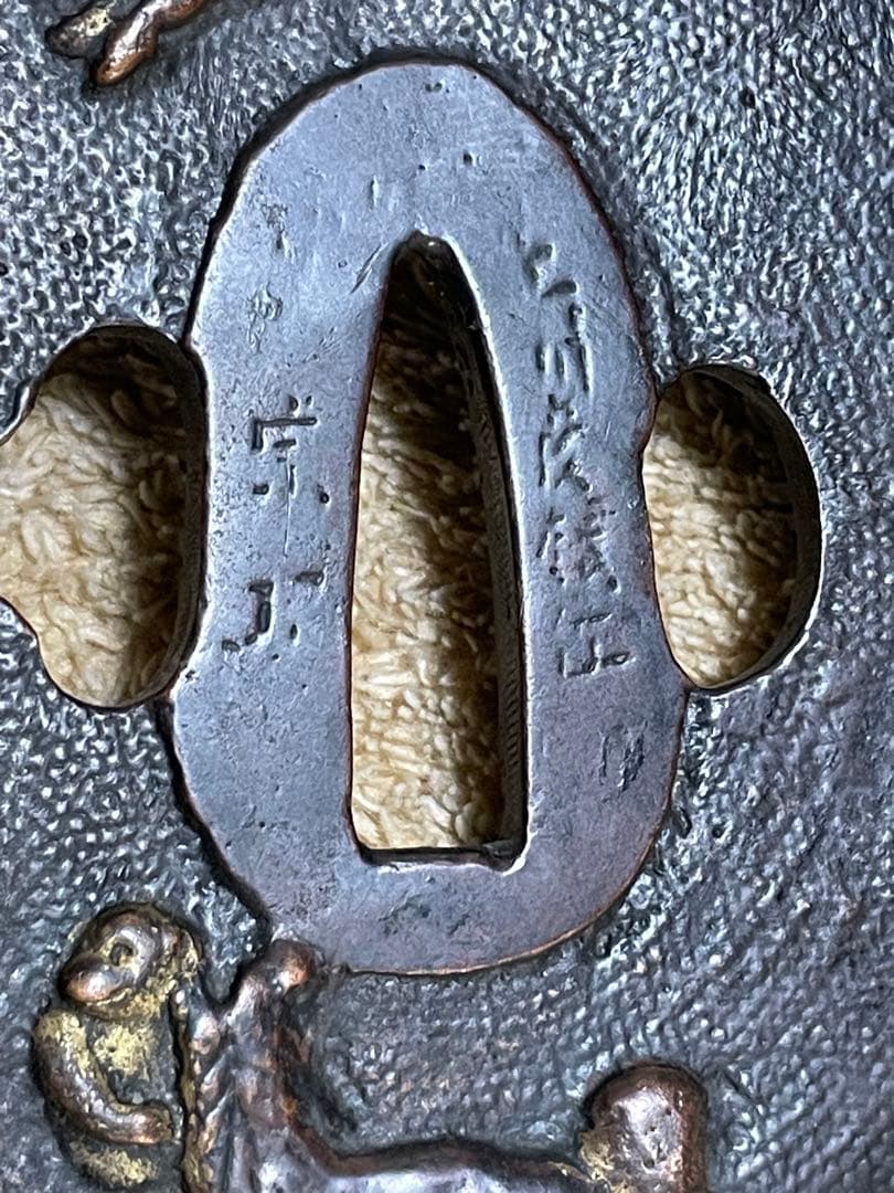■江戸後期金工師在銘赤銅鍔■明治期■鍔■日本刀　武具　刀装具　古美術　武士　縁起