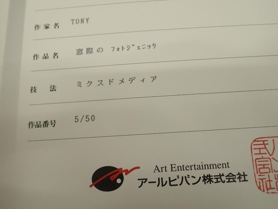 ㉑新品・保証書付 Tony　トニー「窓際のフォトジェニック」ミクスドメディア