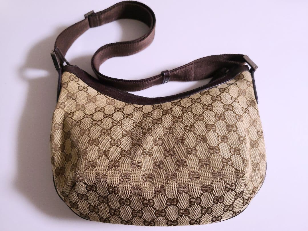 GUCCI グッチ ロゴ GG柄 キャンバス ハーフムーン ワンショルダーバッグ
