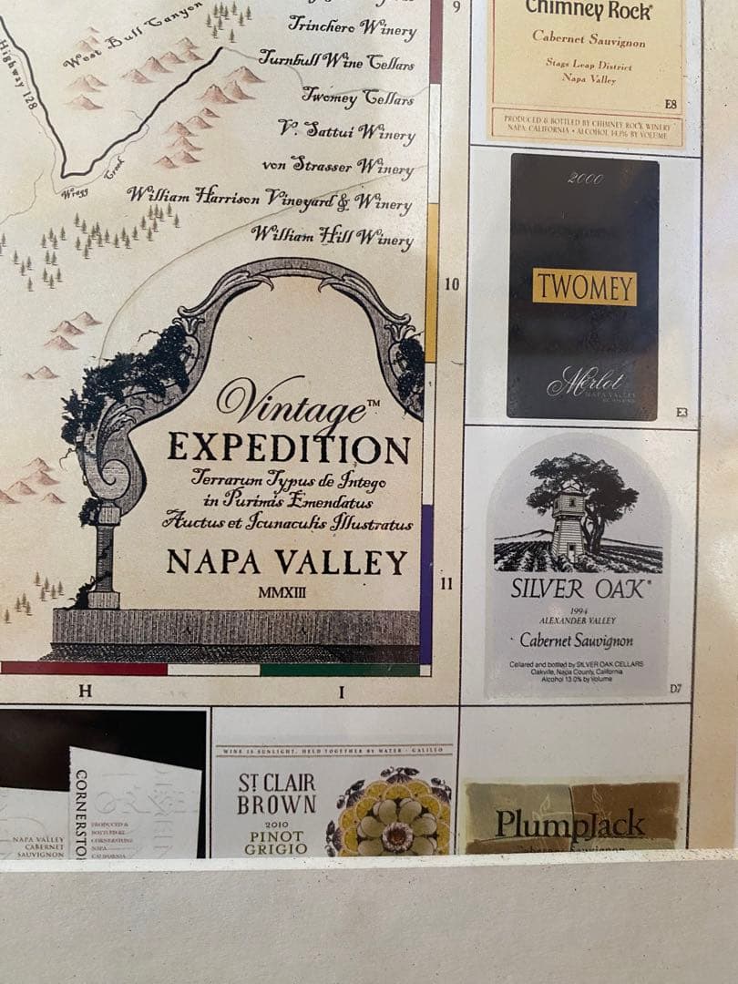 ナパバレー ワイナリー 地図　額付き