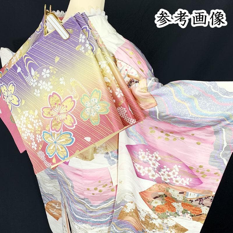 509z26.507y10.帯締め帯揚げ☆ゆめかわ！振袖 古典柄 金駒刺繍 金彩