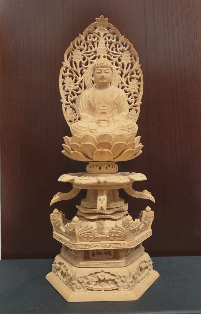 仏像　釈迦如来座像　木彫　柘植　2.5寸