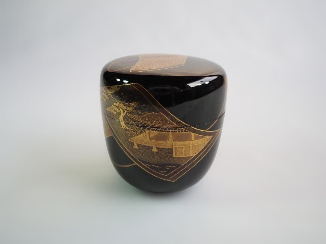 裏千家15世鵬雲斎宗匠御書付『絵巻蒔絵大棗』2代清瀬一光造（共箱）