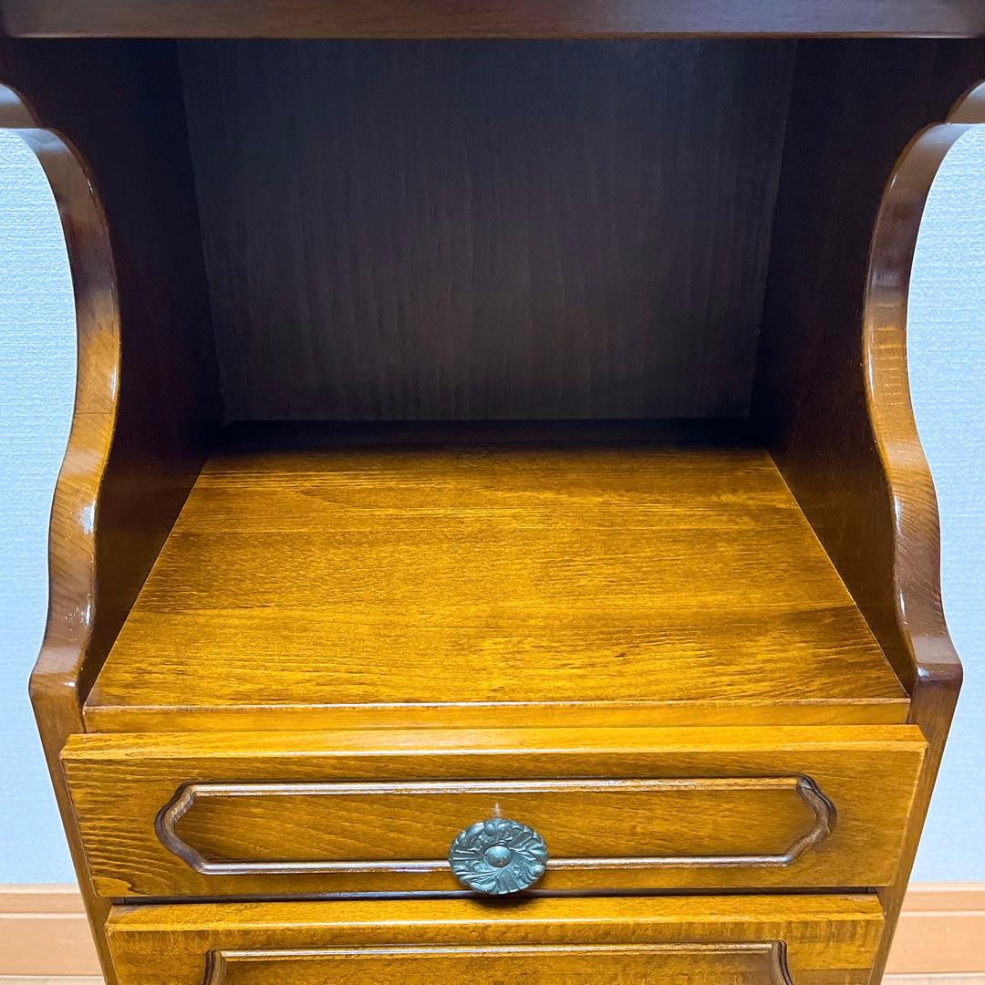 美品　カリモク家具 コロニアル 電話台 引き出し4段 ブナ材 カントリー調