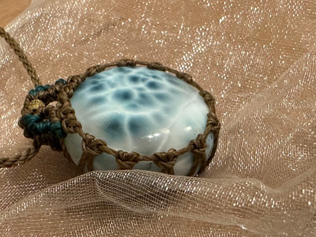 専用　ラリマー　マクラメ　ネックレス　ペンダント　天然石　ストーン