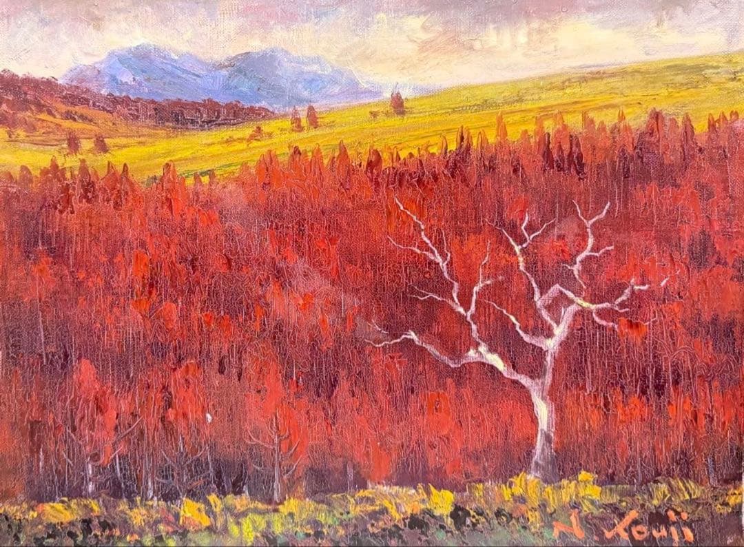 真作　中野耕治　秋の風景 F6サイズ油彩画 送料込み1/21