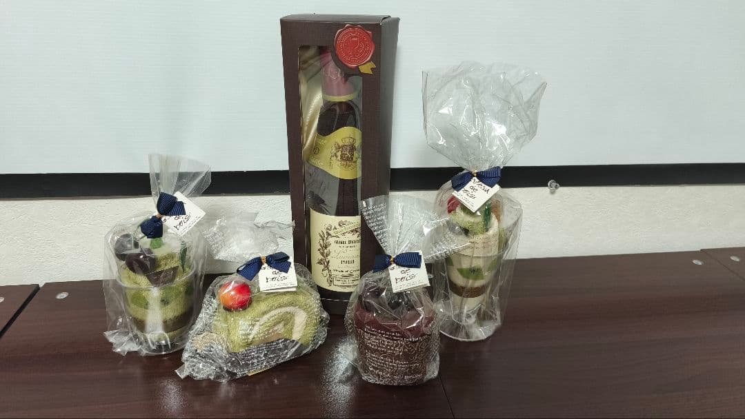 スイーツデザイン タオルハンカチ 5個セット　ケーキタオル