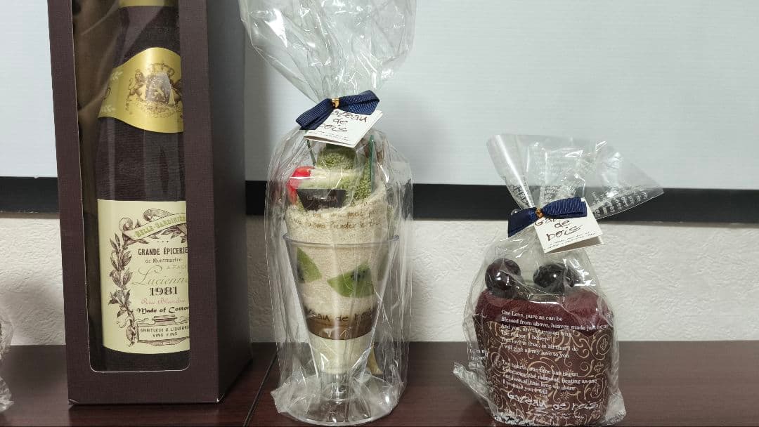 スイーツデザイン タオルハンカチ 5個セット　ケーキタオル