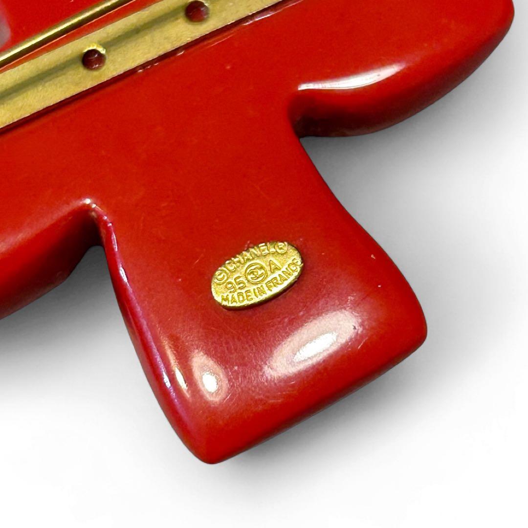 【超希少】CHANEL クロスモチーフ ブローチ ココマーク 95A 赤