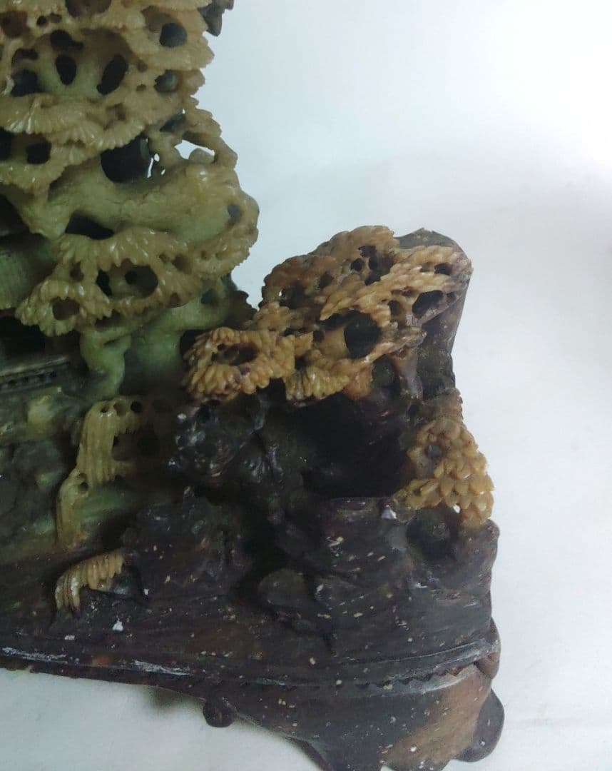 寿山石　山水　風景　石製　中国