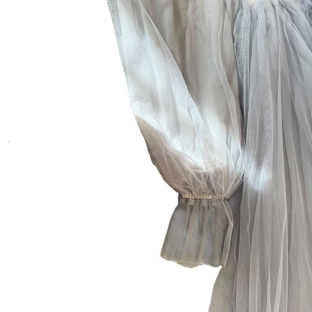 ラベルエチュード ロングワンピース チュール パーティ ウエストリボン