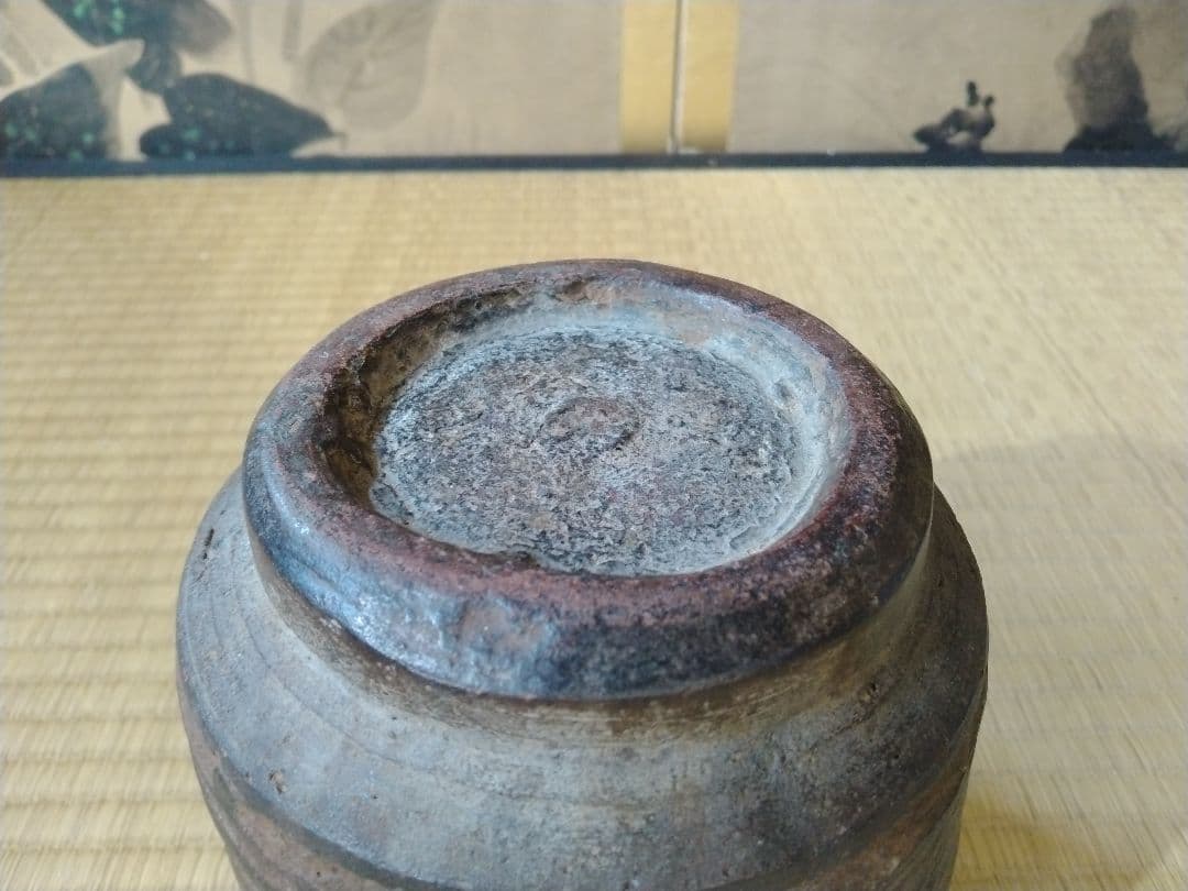 江戸時代前中期　武雄系唐津櫛目水指　壺　骨董　古美術　茶道具　花器　壺　古陶