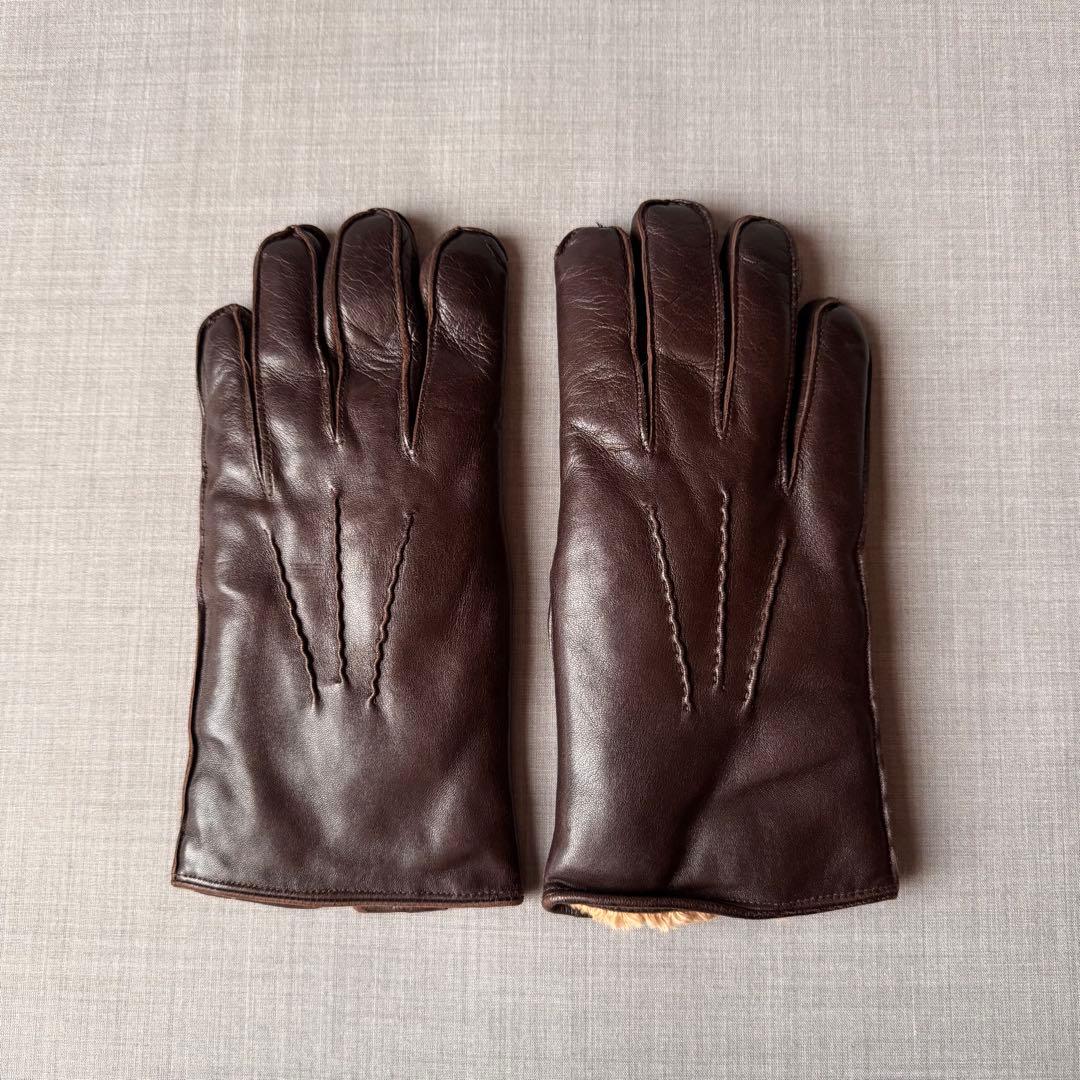 DENTS デンツ 内ファー レザーグローブ ブラウン