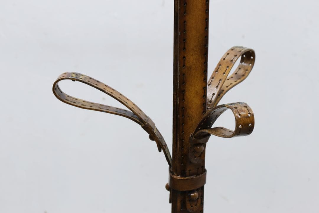 アイアン レザーベルト風 コートスタンド ハンガーラック 服 収納 ヴィンテージ