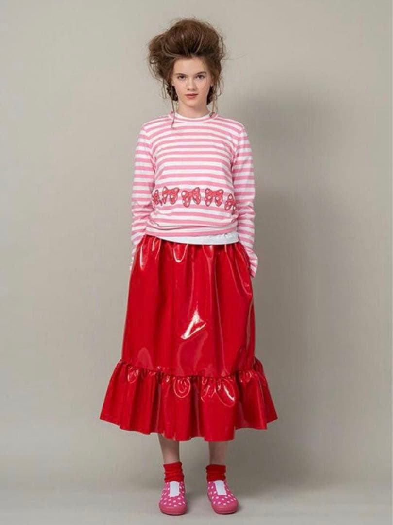 コムデギャルソンガール　希少赤エナメルスカート