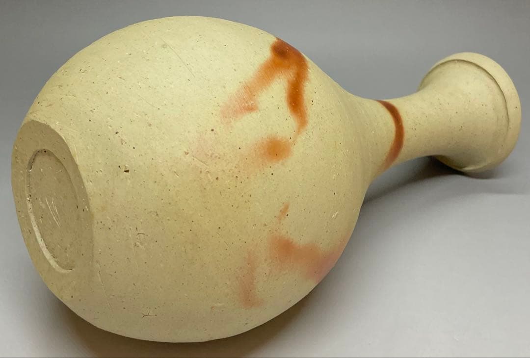 人間国宝　伊勢崎淳　緋襷花入　箱付(四方桟) 　U901