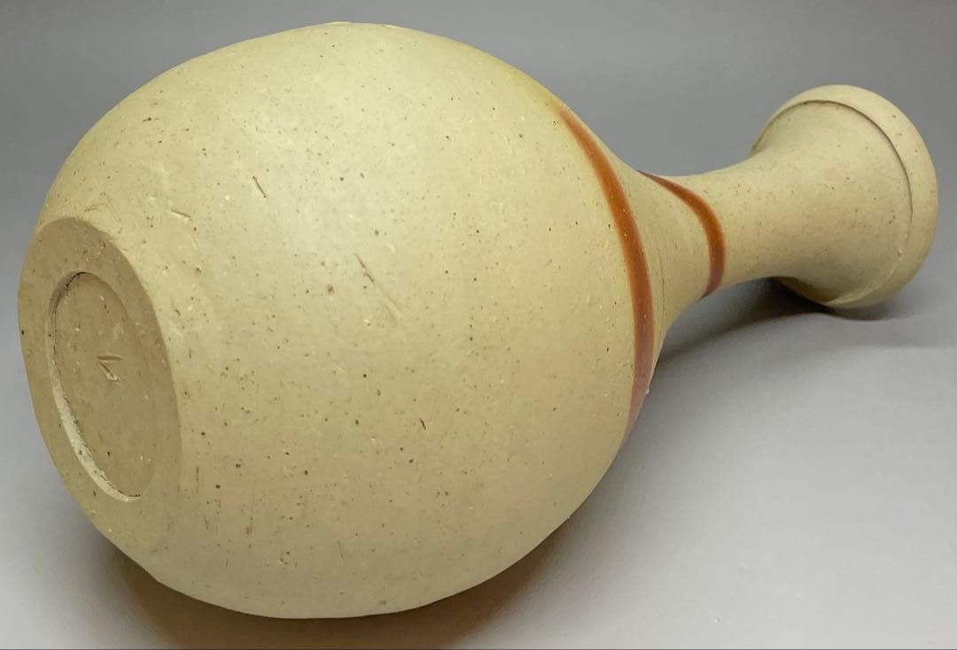 人間国宝　伊勢崎淳　緋襷花入　箱付(四方桟) 　U901