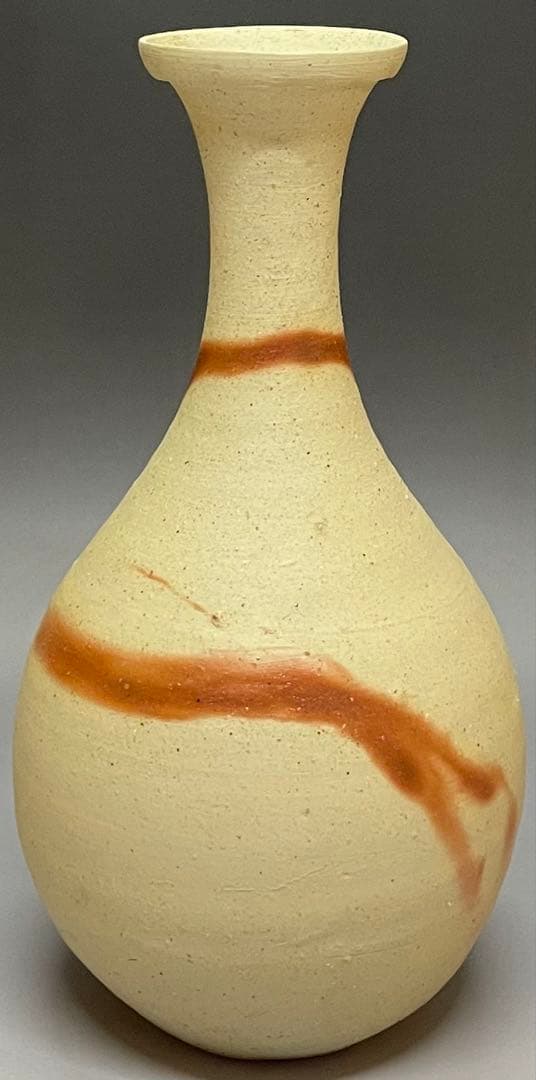 人間国宝　伊勢崎淳　緋襷花入　箱付(四方桟) 　U901